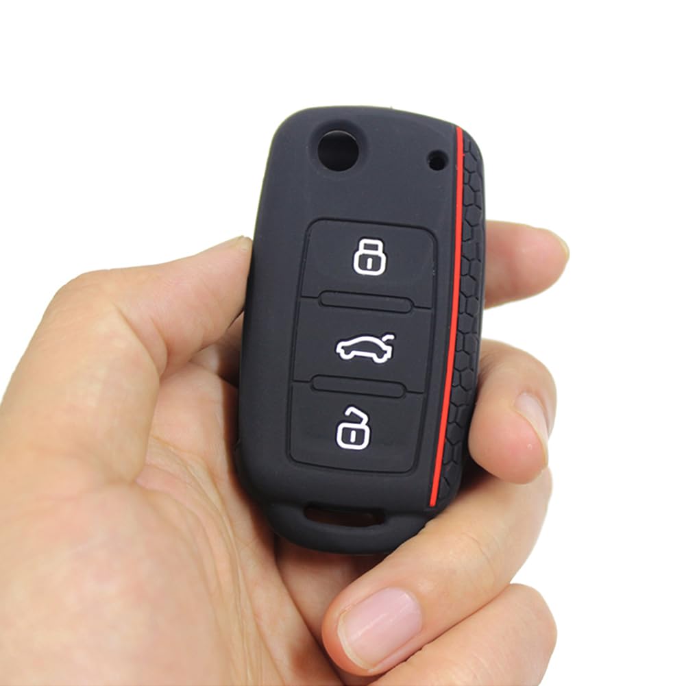 Berfea Custodia per portachiavi in silicone senza chiave per telecomando compatibile con VW Tiguan Golf Polo Jetta Passat