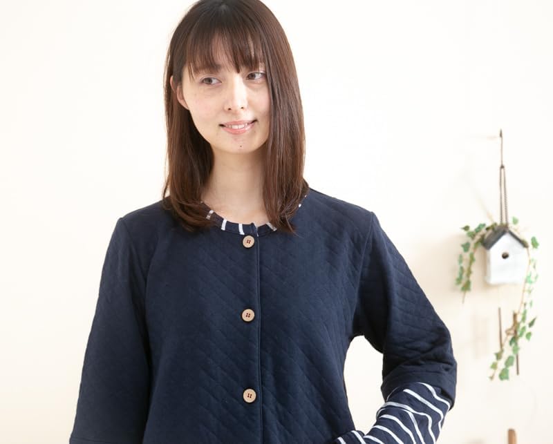 [ケーズアイ] 綿100%中わたキルト 長袖 前開き ワンピース ネグリジェ パジャマ レディース 40003