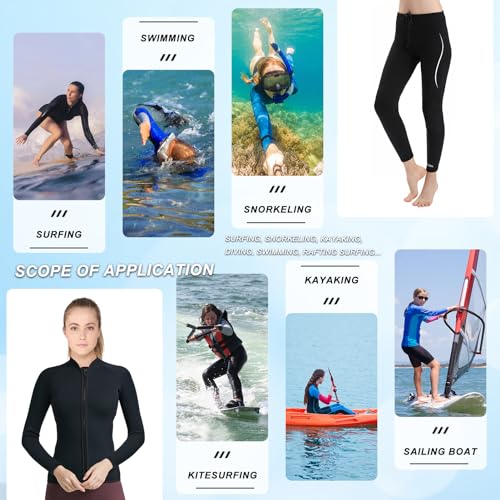 Chaqueta de neopreno para mujer 3mm y pantalones 2mm, manga larga, para natación, surfing, buceo y snorkel, talla M miniatura 2