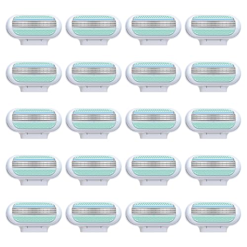 20 Piezas Recambios Maquinilla Depilación Mujer, Cuchillas de Afeitar Mujer, Cuchillas 3 Capas para Axilas Compatibles con Venus, Hojas Duraderas y Suaves, Afeitado Suave y Apurado, Azul