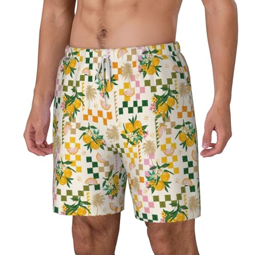 Hawaiian Style Orange Flower Funny Men's Swim Trunks Board Shorts Quick Dry-2