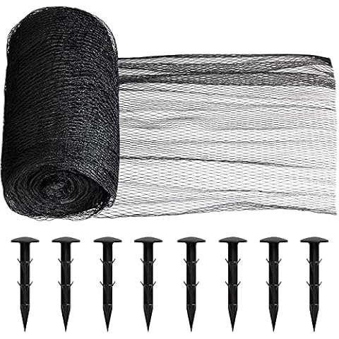 GRTHTATI Koi Pond Netting 2m x 5m Black Heavy Duty & UV Stabilized 10mm x 10mm Fine Mesh Net Cover for Leaves - Protects Koi Fish from Heron Birds Cats - 8pcs Securing Pegs Included Cover