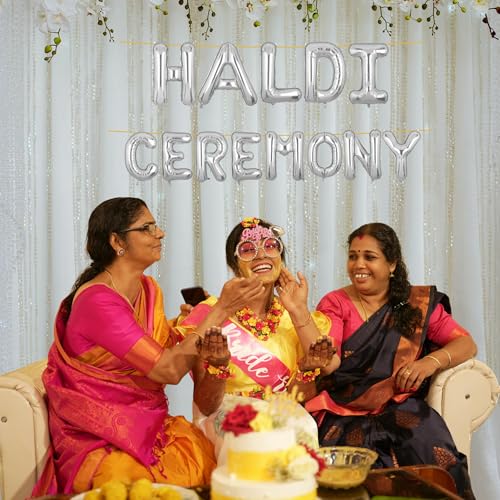 Image of Haldi Ceremony Banner Silver for Wedding Boys Girls Men Women Foil Balloon Decoration Decor Celebration Silveren