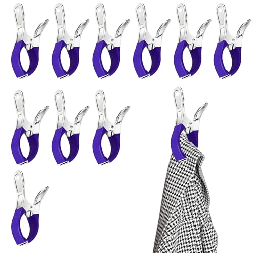 HUANR 10 Stück Klammern für Poolabdeckung, Metall Clips für Poolabdeckung mit Einer Länge von 12 cm, Klammern für Strandliegen mit Schutzfolie, für Aufhängen von Kleidung, Decken, Handtüchern