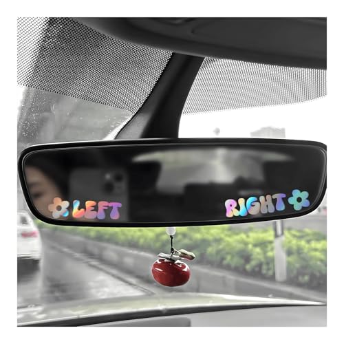Image of Left Right Car Sticker, Beautiful Rear View Mirror Decor Waterproof Vinyl Sticker, Cute Left Right Auto Window Decal Vanity Mirror Decoration for Women Girl, Car Accessories (Colorful)
