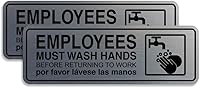 Vista 13 de Standard Employees Must Wash Hands - Letrero para puerta/pared, color negro, pequeño