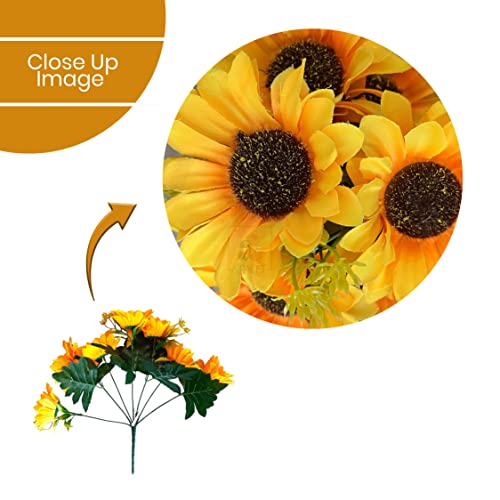 Image of Art Street Artificial Yellow Sunflower Flower Bunch for Vases or Pot |Ideal for Table Indoor Home Decoration, Pack of 1 Bunch with 6 Flower Head| (Size 11 Inch)