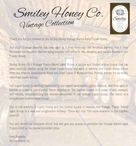 Smiley Honey, Miel Tupelo Añejada en Barril 16oz miniatura 7