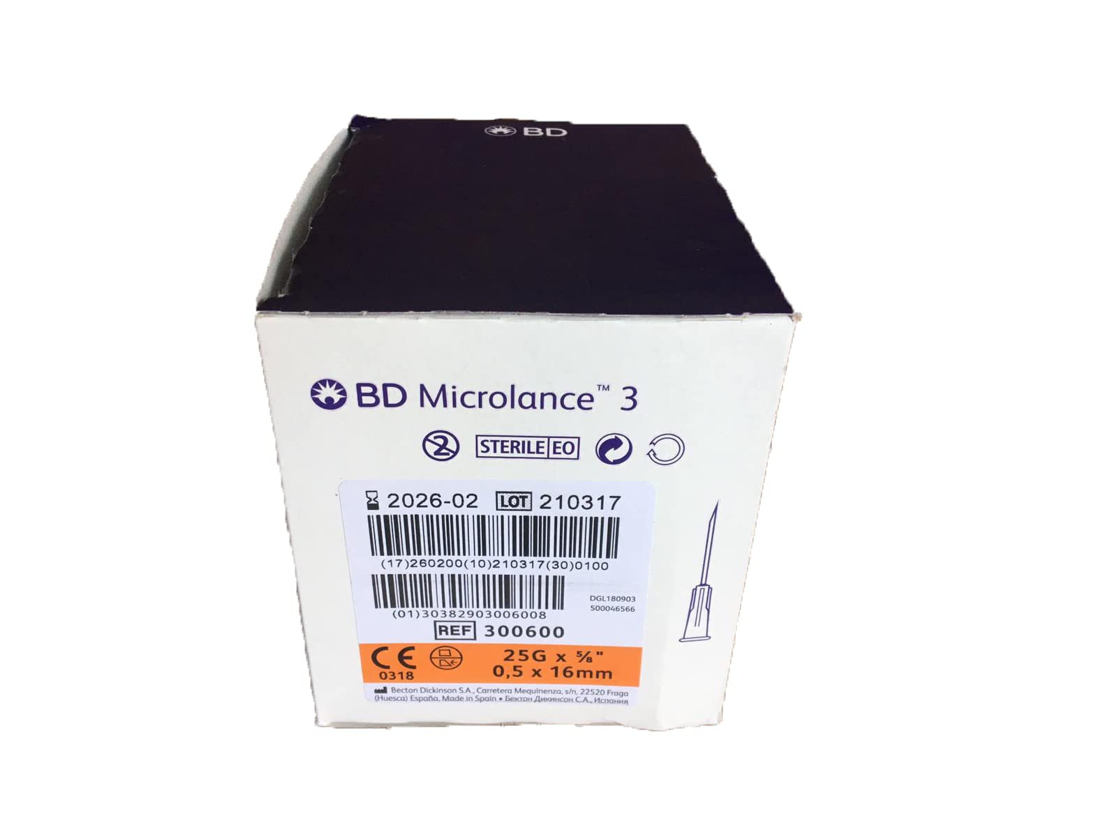 BECTON Microlance Nadel 0,5 x 16 mm, 25 g, 5/8, Orange, 100 Stück
