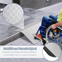 UISEBRT Türschwellenrampe Rollstuhlrampe Schwellenrampe,Aluminium Rampe Rollstuhl, Schwellenbrücke rutschfest Tragbare mit Griffe,Tragfähigkeit 270 kg (100 x 70 x 10 cm) – Ansicht 3