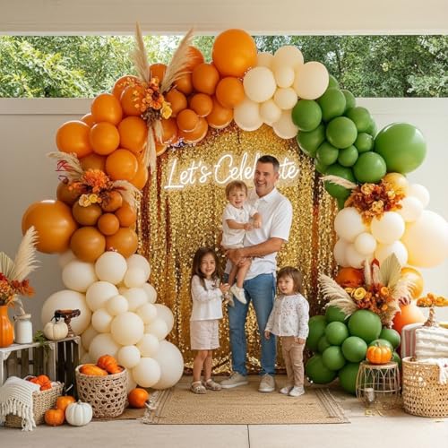 Sage Green Terracotta Orange Ivory Balloon Arch Kit – Double Stuffed Burnt Orange Green Balloon Garland for Little Cutie Baby Shower Wedding Rustic Birthday Party Fall Decorations