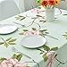 Wewoch Decorative Camellia Floral Print Polyester Rectangle Tablecloth Waterproof Fabric Lace Table Cloth, Table Cover for Dining Room and Party (60x104­-Inch, Pale Green)