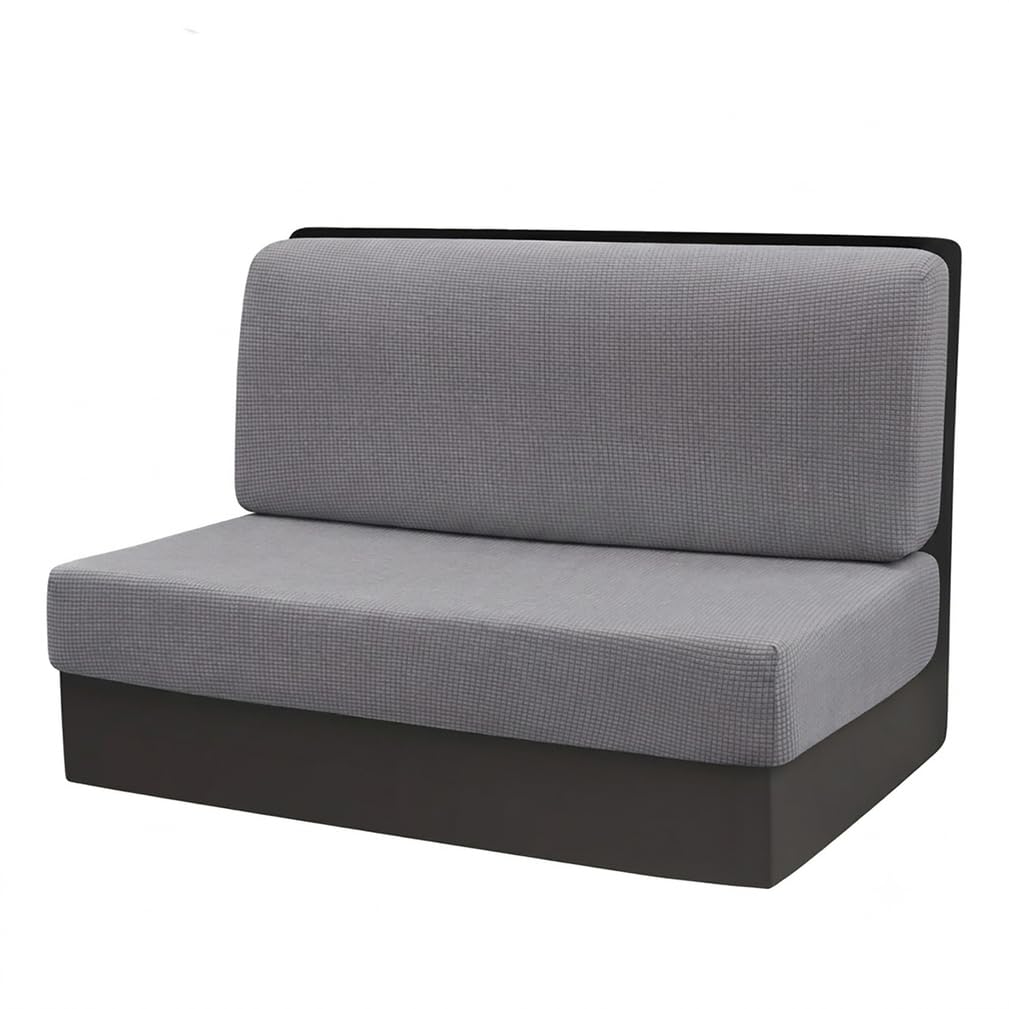 YANGAFJDUA Anti-Slip Dinette Seat Covers for Camper, 2 Piece RV Dinette Cushion Covers Stretch Camper Cushions Cover Replacement, Stretchable Cushion Slipcovers for Trailer, Washable,Light Gray