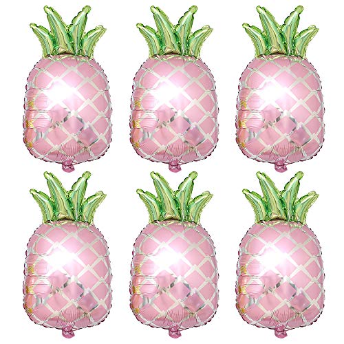 Pineapple Balloons Foil Helium Hawaii Fruit Party Balloons For Wedding Birthday Baby Shower Holiday Halloween Christmas Glitter Summer Luau Party Decorations Supplies Shiny Balloons 6 Pack Pink #TOP6