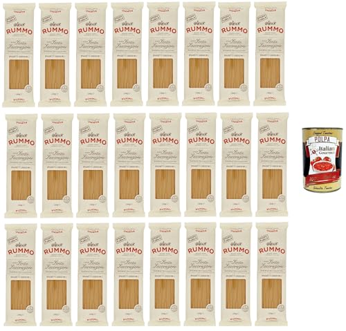 Rummo Spaghetti Grossi No.5 24x500g | Hartweizengrieß, al bronzo – langsam getrocknet, extra dick & bissfest – Premium Vorratspack 12kg Familie & Gastro + Italian Gourmet polpa