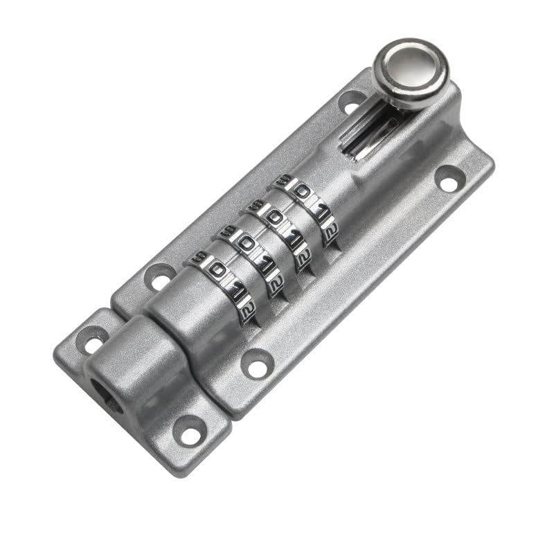 WANGCL Combination Locking Bolt 4 Digit Sliding Lockable Padbolt Sliding Heavy Duty 120mm Stainless Steel with Anti-Tamper Screws(Silver) - Image 2