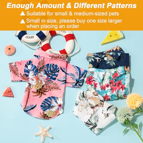 Weewooday 4 Pieces Small Pet Summer T-Shirts Hawaii Style Floral Pet Dog Shirt Breathable Cool Clothes Beach Seaside Puppy Sweatshirt for Puppy(Floral Style,X-Small) - Image 4