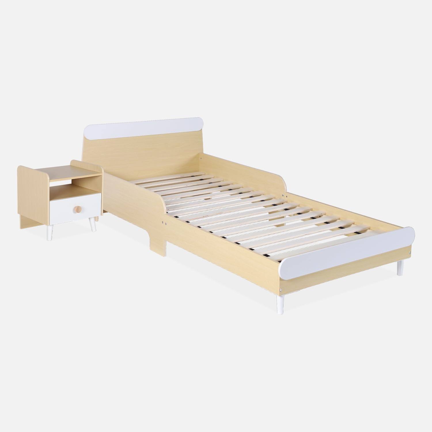 sweeek - Table de Chevet Enfant Effet Bois. Blanc. 1 tiroir