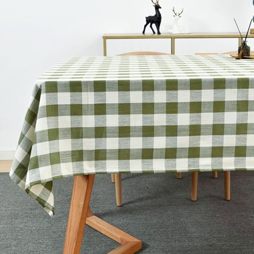 Yofori Mantel Cuadros Vichy, Mantel Cuadrado para Mesa de Algodón Mezcla a Cuadros Manteles para Cocina, Picnic (Verde, 135 x 135 cm)