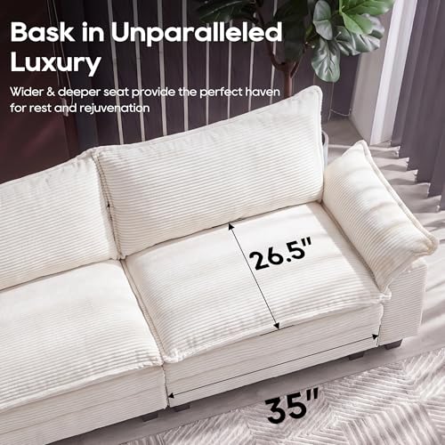 Image of URRED Oversized Modular Sectional Sofa，Solid Beige：87 inch L Shaped