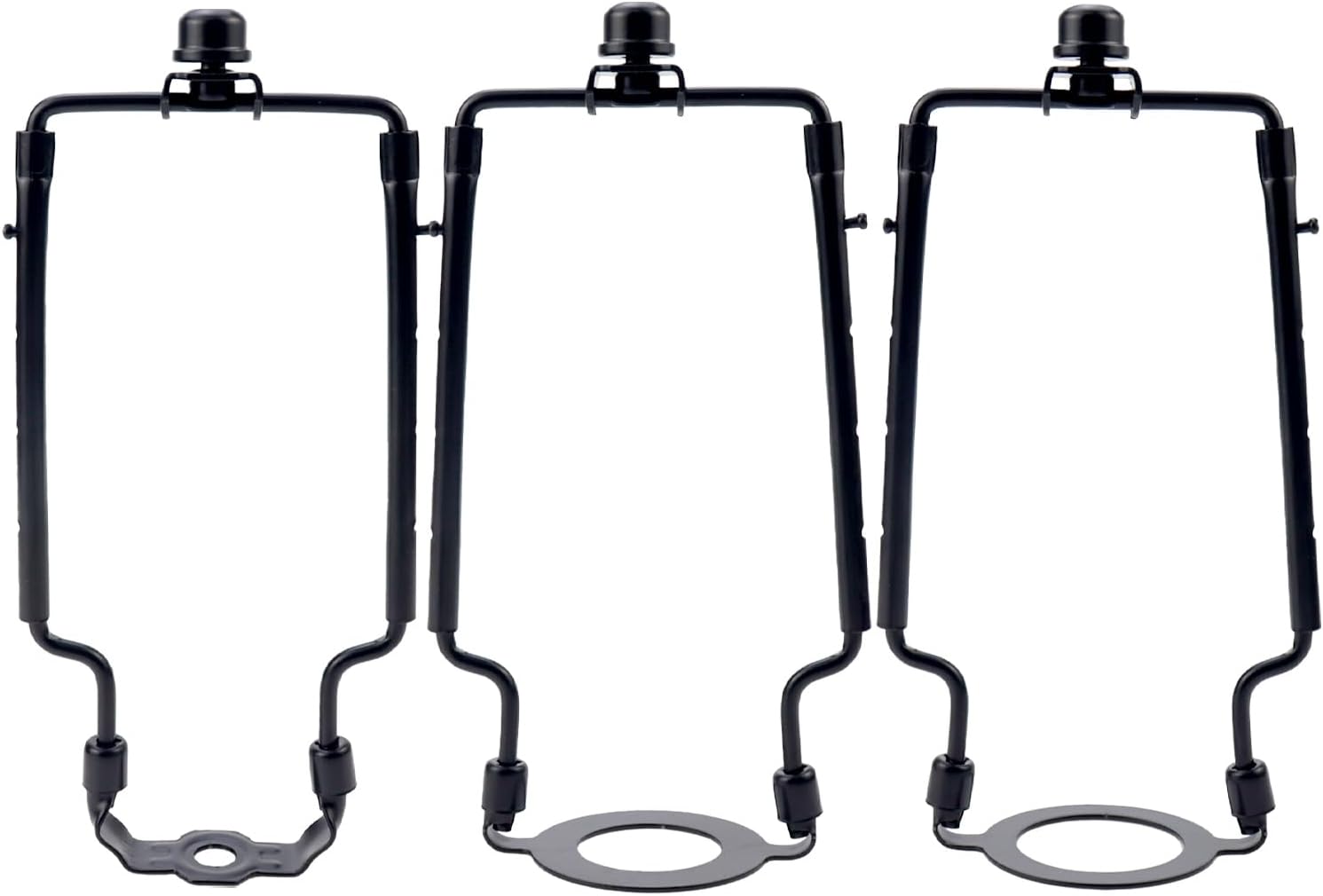 Wealrit Adjustable 7 8 9 10 Inch Lamp Shade Harp Holder, Lamp Harp Kit Lamp Harp and Finial Standard Saddle Bases E26 E27 Light Base UNO Fitter Adapter Converter(Black)