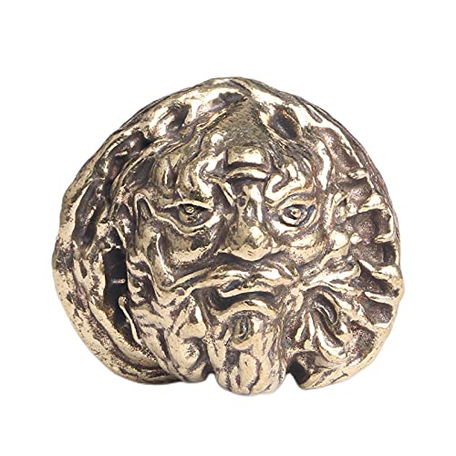 Zhong Kui en laiton solide antique : bibelot Wenwan en vieux cuivre et objet de préhension