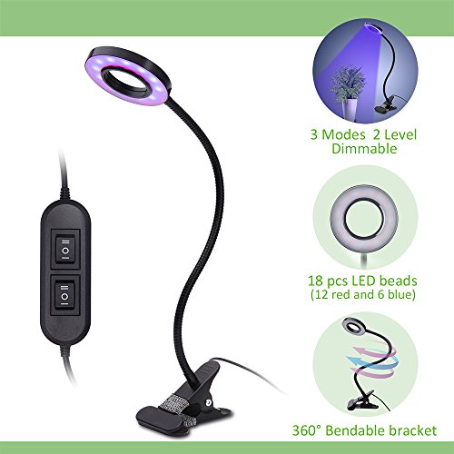 LONGKO 10W 18 LED Lampada per Piante Crescita Led