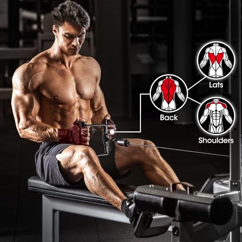 Image of Yes4All Black Combo Tricep Press Down Cable Machine Attachment, LAT Pulldown Attachments for Gym Set with Tricep Rope, Double D Handles, V-Shaped Bar, Single D, Rotating Pull Down Straight Bar