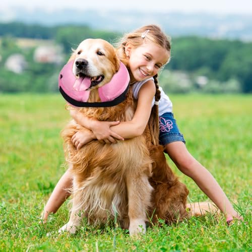 HMCEY Aufblasbare Halskrause Hund Katze,Hundekragen Leckschutz Weich,Kragen Hunde Nach Op Mit Verstellbarer Klettverschluss,Schutzkragen Hunde Halskragen Katze,Inflatable Dog Collar für Genesung
