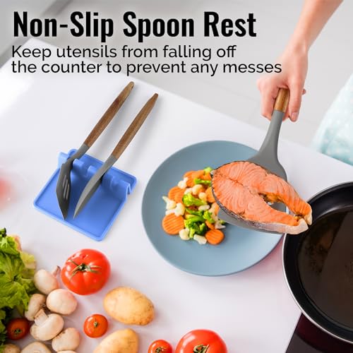 Image of Zulay Kitchen Silicone Utensil Rest with Drip Pad for Multiple Utensils - BPA-Free, Heat-Resistant Spoon Rest & Spoon Holder for Stove Top - Kitchen Utensil Holder for Ladles & Tongs - Periwinkle