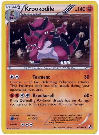 Pokemon Black & White Single Card Krookodile #65 Rare Holo