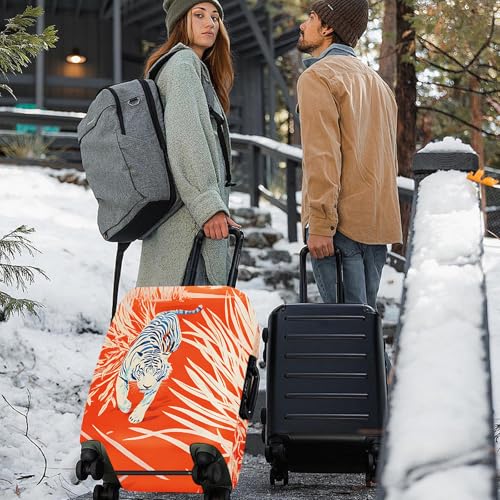 ANNA QUEEN Funny White Tiger Luggage Cover, Suitcase Protector with Bold Jungle Animal Print, Stretchable, Washable Travel Cover for 24-26 Inch Luggage2
