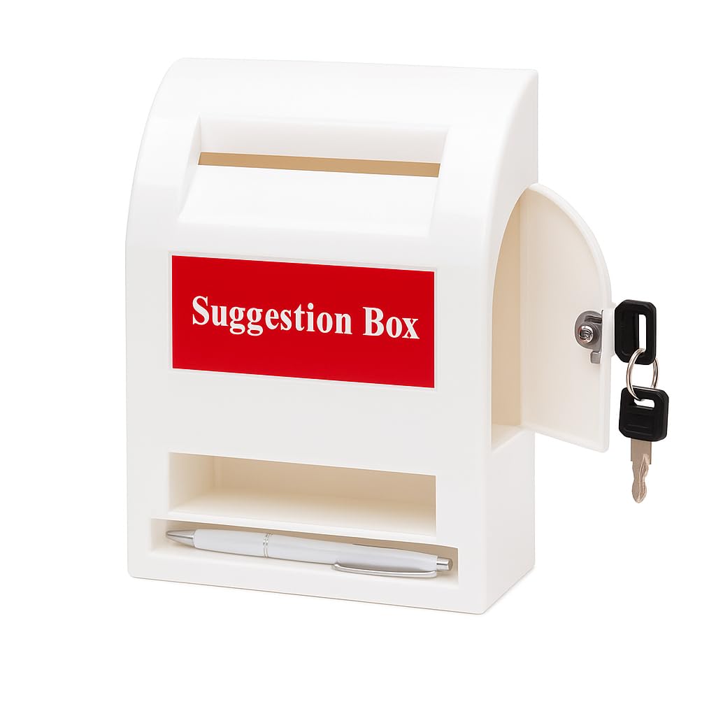 BETLEX All in one Multipurpose use Box- Letter Box/Post Box for Gate Home and Office/Suggestion Box for Office use/Complaint/Donation Box with Lock Table Top or Wall Mount Pack of 1 - (White)