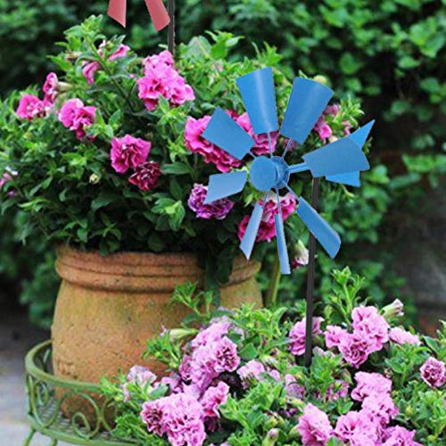 Wnvivi Metal Wind Spinner With Garden Stake, 26In Iron Windmill 360 Degrees Spinning Kinetic Wind Spinners Garden Wind Spinner For Outdoor Patio Lawn Yard Garden Party, Blue #TOP1