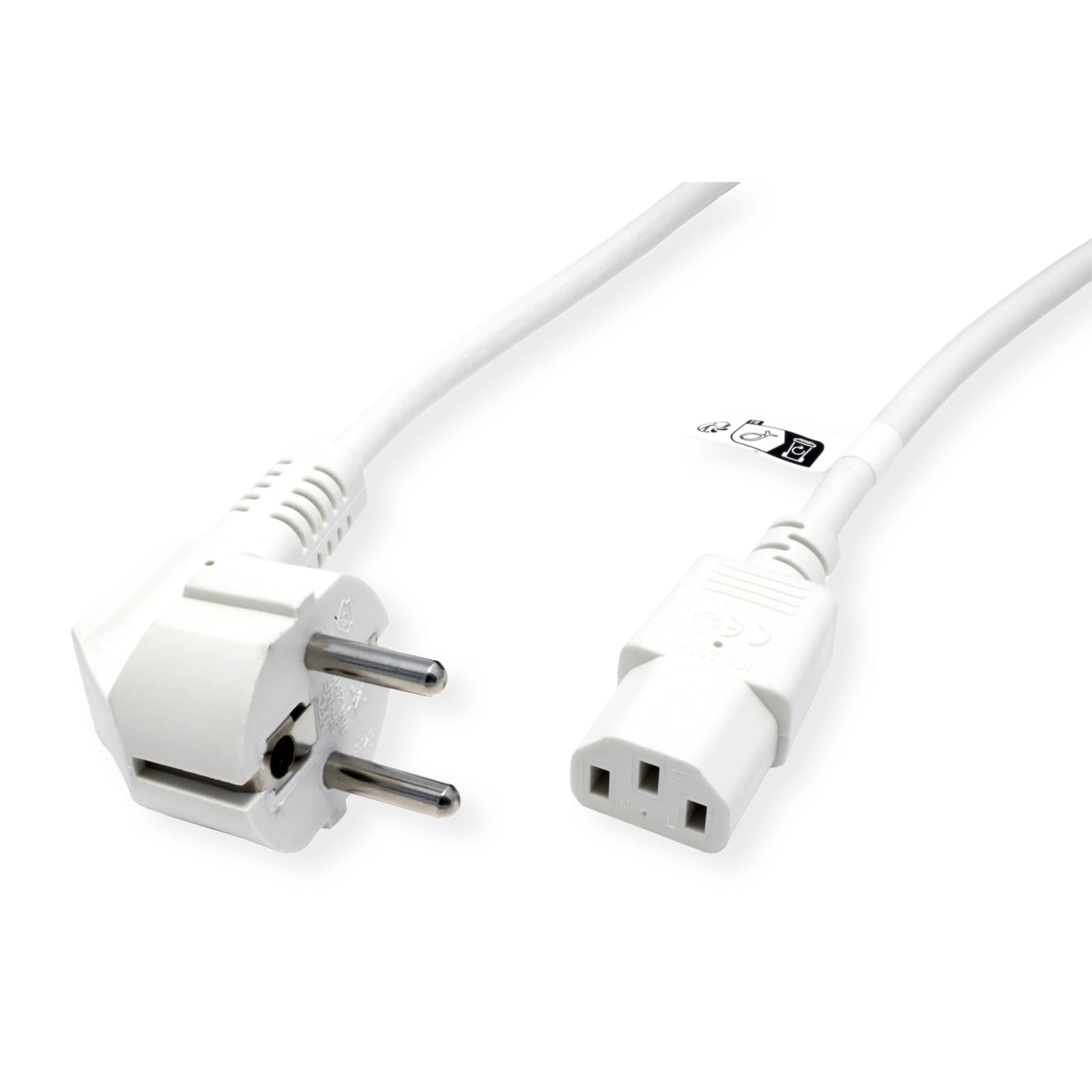 Cable de Red, Grado IEC-Buchse, Blanco, 0,8 m