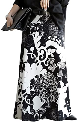 [antiqua] アンティカ 花柄 ロング スカート レディース KE-03290 Free Size 05 ブラック