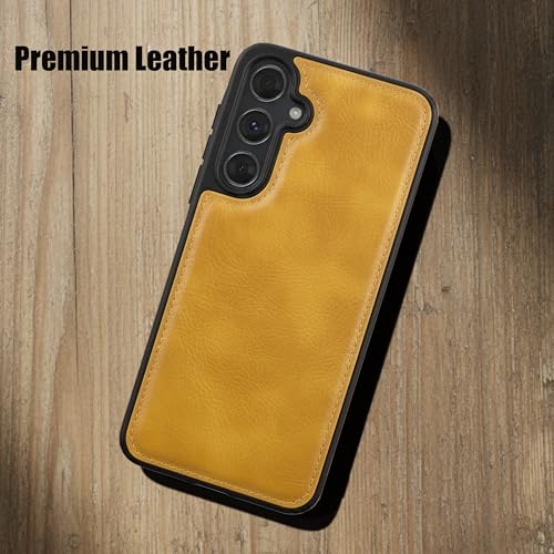 Image of Leather Case for Samsung Galaxy S23FE Premium Protective Stylish Slim Cover with Shockproof Raised Edges Brown