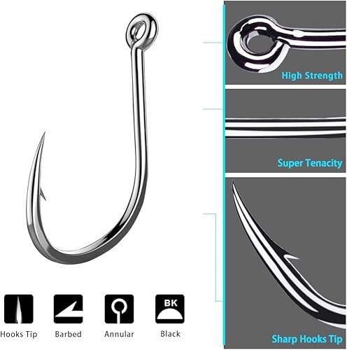 Miniatura 4 de AMHDV 200 unidspaquete de anzuelos de pesca circulares Super fuerte pulpo púa gancho de pesca para agua salada de agua dulce