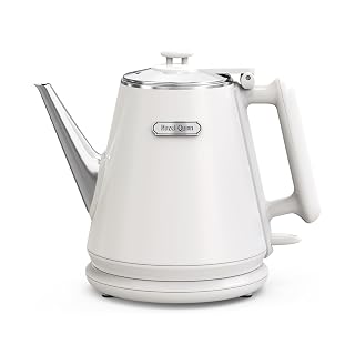 Hazel Quinn Electric Kettle - 1L/34oz Small Tea Kettle, 800W Fast Boil, All 304 Stainless Steel Interior, Double Wall for Cool Touch and Thermal, Auto Shut-Off, BPA-Free, Cordless - Pearl White - Amazon product rated Grade A