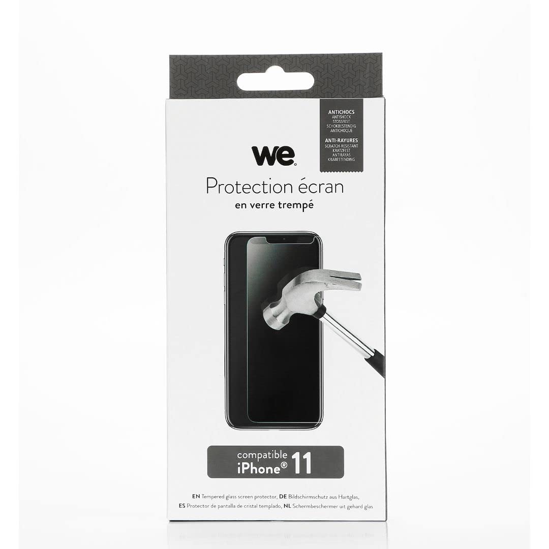 WE - Pellicola di protezione schermo in vetro temperato per iPhone 11, antigraffio, antibolle d'aria, ultra resistente, durezza 9H