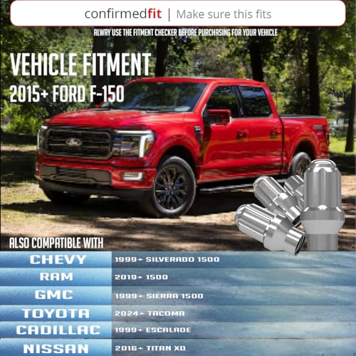 Image of Wheel Accessories Parts 24 Pcs M14x1.50 Thread ET Bulge Acorn 1.80 inch Long Spline Lug Nuts Chrome Truck Spline Hex Fits Silverado 1500 ｜ Ford F-150 ｜Toyota Tacoma (for use with Wheels Spacers)
