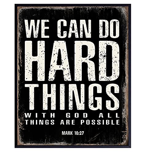 Yellowbird Art & Design We Can Do Hard Things Sign - With God All Things Are Possible - Motivational Posters cover