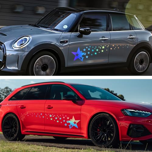 Image of TOMALL 1 Pair 62.6'' Stars Graphics Vinyl Decals for Car Body Door Sides Universal Waterproof Stars Stickers Decoration for Vehicles SUV Truck Off-Road Home Wall (Gradient)