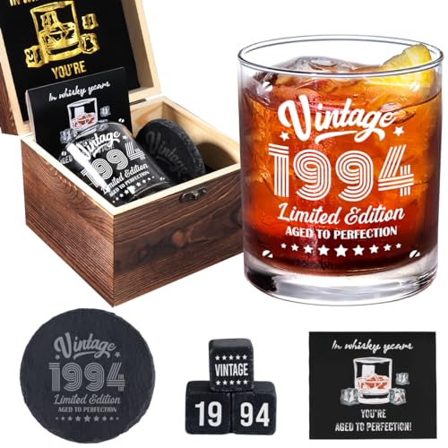 30th Birthday Gifts for Men Whiskey Glass Set, 30th Birthday Decorations Party Supplies for Him Dad Husband Uncle, Cool 30 Year Old Birthday Gift Ideas for Man Turning 30, Gifts for 30th Anniversary