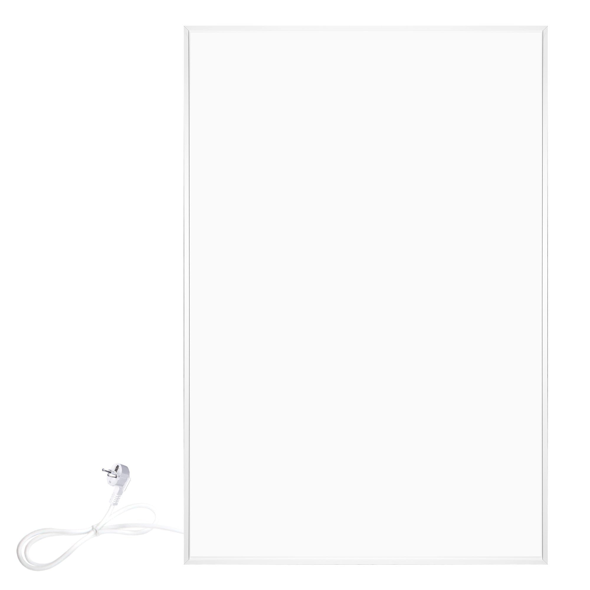 Elektryczny panel promiennikowy WarmlyYours, promiennik podczerwieni, biały, 600 W, 60x90 cm, cicha praca, montowany na ścianie, aluminium