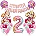 Decoration Anniversaire Fille 2 Ans, Ballon Pat Dog Patrouille, Happy Birthday Decoration, Kit Deco Anniversaire Fille 2 Ans avec Skye Ballon Rose, Banderole Joyeux Anniversaire pour Fete 2 Ans