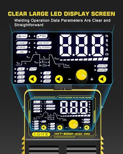 HAXIAOER 200A TIG Welder AC DC with Pulse 220V, Heavy Duty AC TIG DC TIG Pulse AC TIG Pulse DC TIG Spot TIG Stick Welder 6 In 1 Aluminum TIG Welding Machine, Large LCD Display, Hot Start and Arc Force