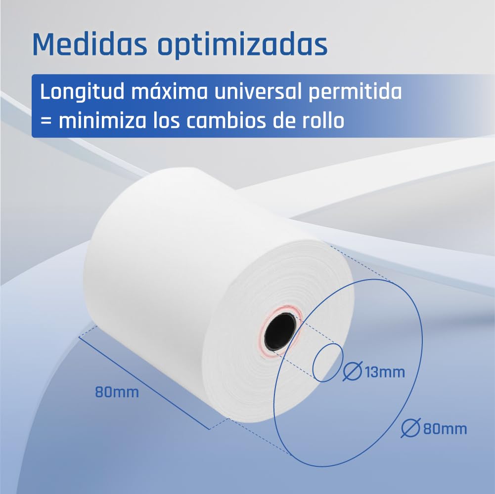iggual - Rollo de Papel Térmico 80x80x13 para Ticket Impresora Tpv, Caja Registradora, Epos. El papel no Contiene Bisphenol A (BPA), Pack: 50 Unidades.