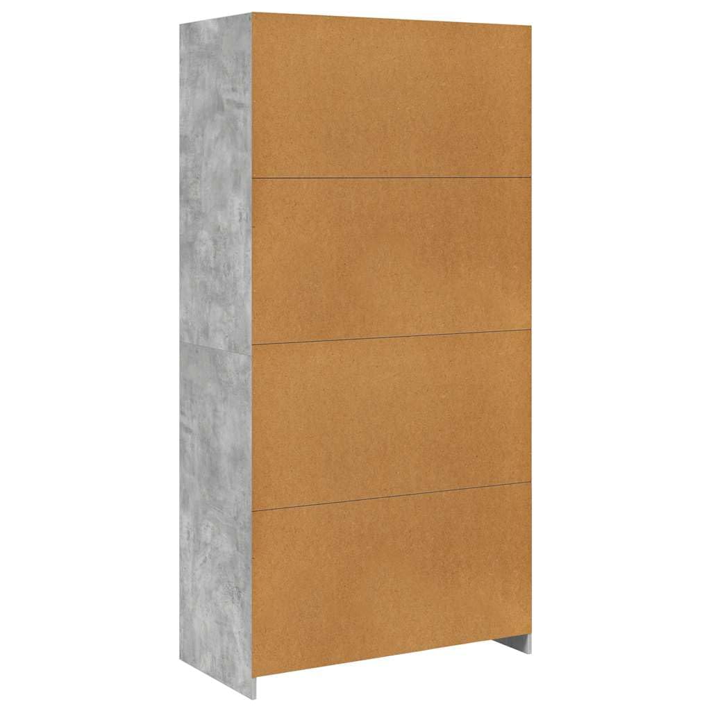 Kleiderschrank Betongrau 100x50x200 cm Holzwerkstoff mit Schiebetüren, 3 Fächer, Hängestange, vielseitiges Aufbewahrungssystem für Schlafzimmer Flur Kinderzimmer und mehr
