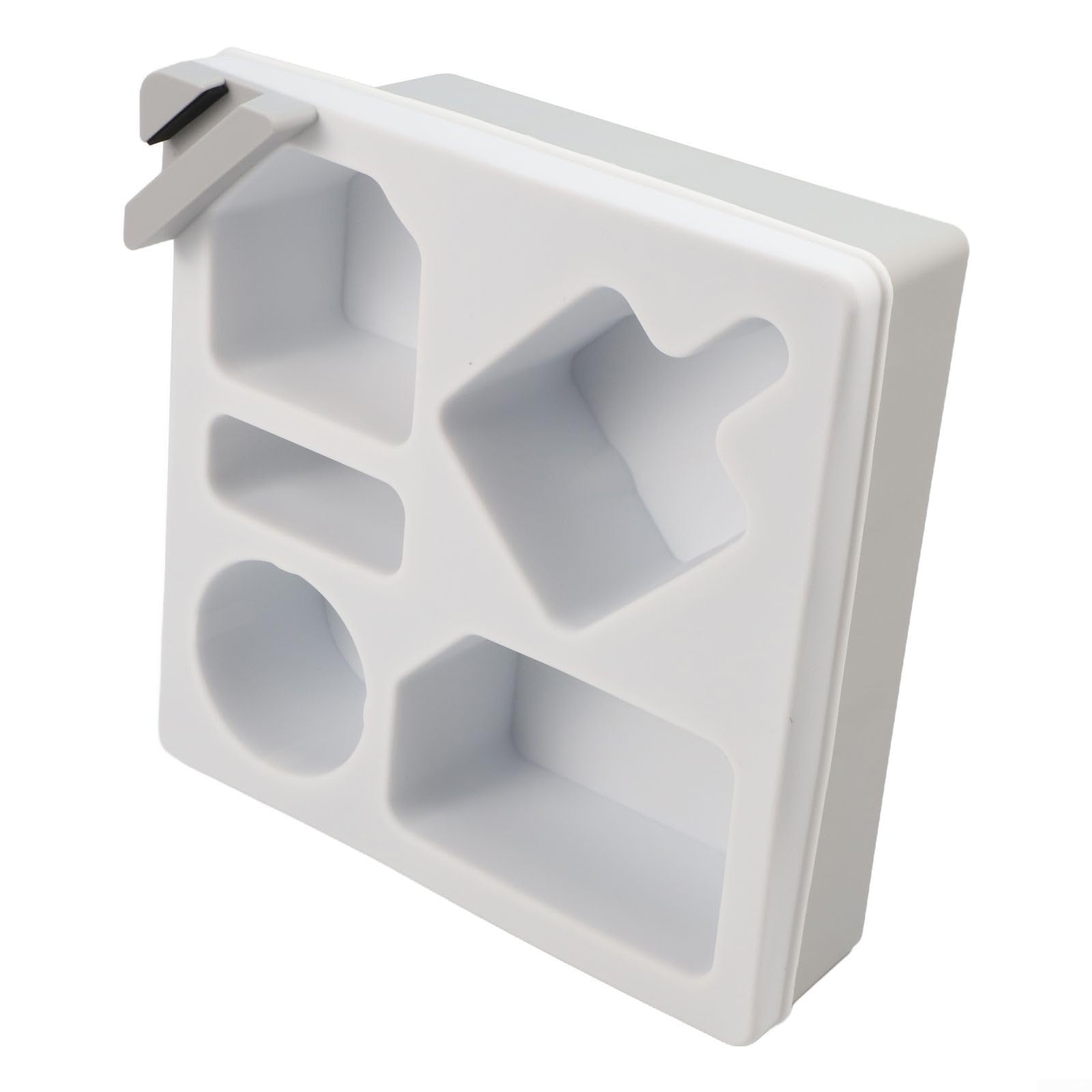 Bandeja de silicona con soporte para bebidas dobles y almacenamiento de aperitivos para sofá, cama, asiento de coche, organizador de control remoto para el hogar (blanco)
